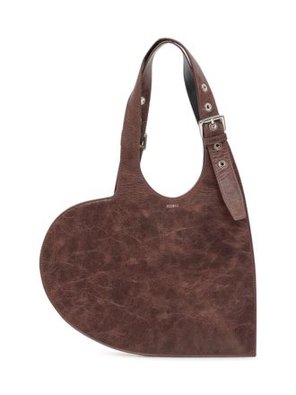 Coperni Lids Belt Bag Heart Tote In Brown Leather