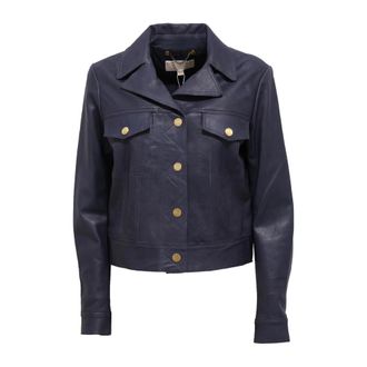 Michael Kors Mh 82Hxh 9Rm Leren Jas - Dames - Leren en Su&egrave;de Jassen - Blauw - M - Leer - Jassen