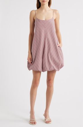 Faithfull The Brand Aniela Bubble Hem Cotton Minidress in Clare Stripe at Nordstrom, Size X-Large