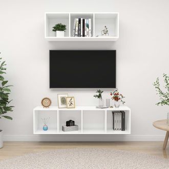 Berkfield Home 2 Piece TV Cabinet Set White Engineered Wood