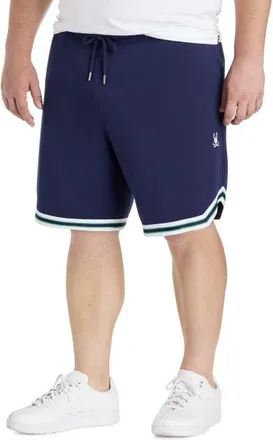 Psycho Bunny Big & Tall Basil Taped Pull-On Shorts in Evening Blue at Nordstrom, Size 1X Big