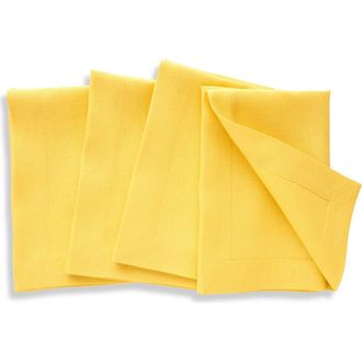 Solino Home Linen Dinner Napkins - Diana, 20 x 20 in Marigold Yellow at Nordstrom, Size Large