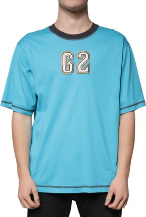 Dolce & Gabbana Mens Blue Logo Crew Neck Short Sleeves T-Shirt Cotton