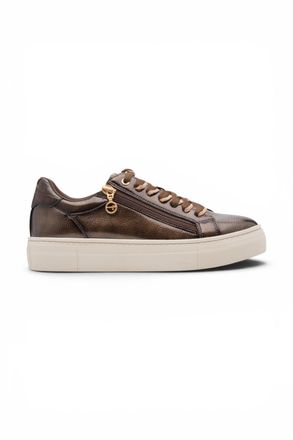 Tamaris Womens Brown Faux Leather Fashion Lace Up Sneakers