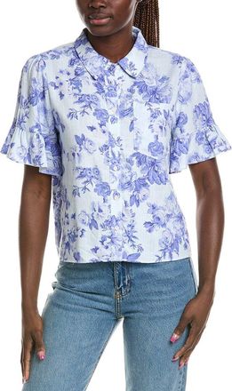 CeCe by Cynthia Steffe Cece Ruff Cuff Linen-Blend Shirt