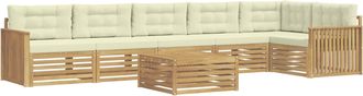 vidaXL Conjunto De Sof&aacute;s De Exterior 7 Uds. Blanco Y Crema Poli&eacute;ster Vidaxl