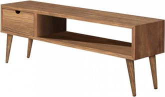 HOGAR 24 Mueble tv salón vintage cajón y estante madera maciza natural