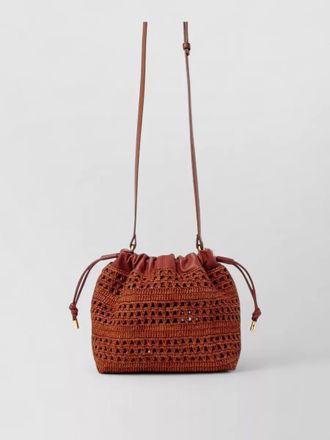 Chlo&eacute; summer banana mini raffia drawstring bag