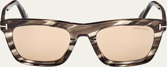 Tom Ford Mens Lelio Acetate Square Sunglasses