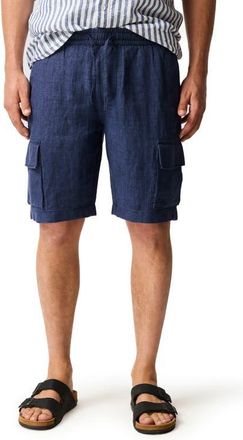 Rodd & Gunn Resort Slub Linen Drawstring Cargo Shorts in Marine at Nordstrom, Size Xx-Large