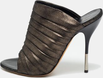Giuseppe Zanotti Metallic Texture Suede Open Toe Mules
