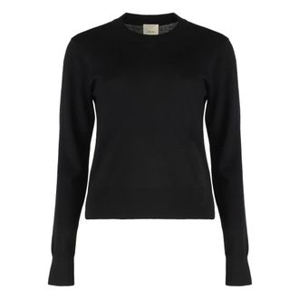 Calvin Klein Round-neck Knitwear, female, Black, Size: XS Extra Fine Merino Blend Crewneck Sweater