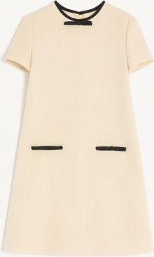 Valentino Short Dress In Plain Wool Tweed Wo