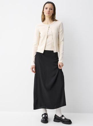 Twik Womens Textured crepe long slit skirt