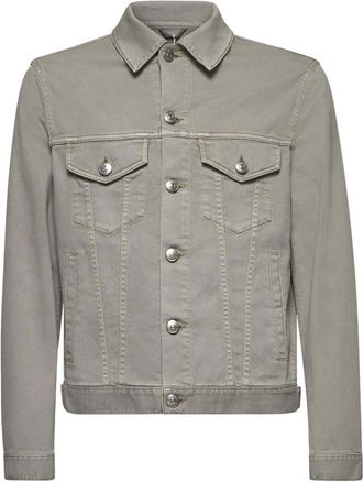 Brunello Cucinelli Brunello Cucinelli, Denim Jackets, male, Gray, Size: 3XL Green Denim Shirt with Pockets