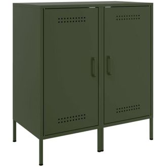 vidaXL Aparadores 2 Unidades Acero Verde Oliva 36x39x79 Cm Vidaxl