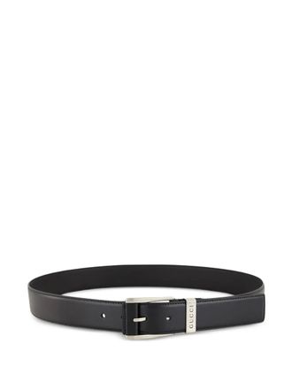 Gucci engraved-buckle leather belt - Black