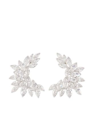 Self Portrait Crystal Cuff Earrings - Silver