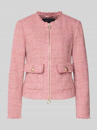White Label Blazer in Boucl&eacute;-Optik mit Rundhalsausschnitt in Rosa, Gr&ouml;&szlig;e 46