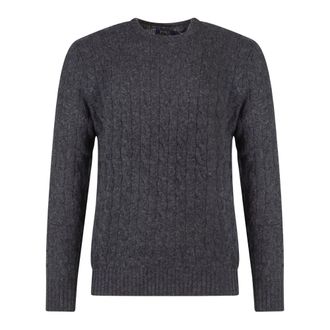 Polo Ralph Lauren Trui van wol en kasjmier met kabelsteek - Heren - Ronde hals truien - Grijs - M - Wol - Truien & Vesten