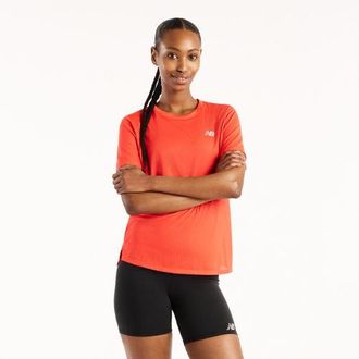 New Balance Mujer RC Essential T-Shirt en Rojo, Poly Knit, Talla XL