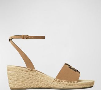 Tory Burch Ines Suede Double T Wedge Espadrilles
