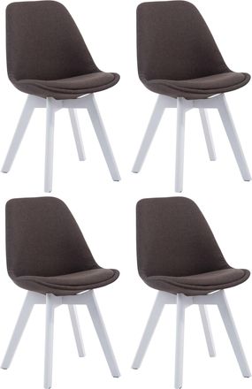 Clp Clp - Set De 4 Sillas Borneo Para Comedor En Tela Gris Oscuro Blanco