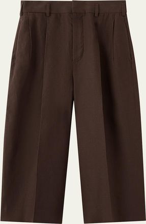 Loro Piana Hector Pleated Short Linen Trousers