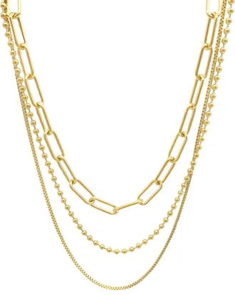 Adornia Adornia 14K Plated Mixed Chain Necklace Set