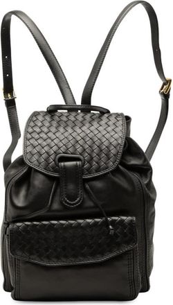Bottega Veneta Pre-owned Bottega Veneta Nappa Intrecciato Trimmed Drawstring Flap Backpack Ladies YE15D15FJK9WEV0E