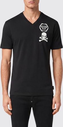 Philipp Plein T-shirt in cotone con scollo a V e logo Monogram