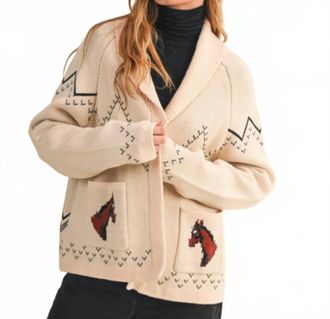 Merci Delmar Sweater Cardigan In Beige Taupe