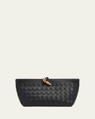 Bottega Veneta Andiamo Knot-Embellished Leather Clutch Bag
