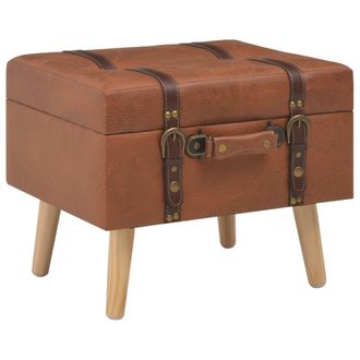 vidaXL Vidaxl - Taburete De Almacenamiento 40 Cm Marr&oacute;n Tostado Cuero Sint&eacute;tico