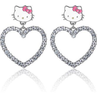 Hello Kitty Heart Dangle Drop Earrings in Silver at Nordstrom