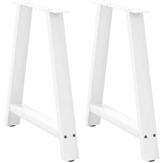 vidaXL Patas Para Mesa De Comedor En Forma De A (2 Unidades), Color Blanco, 70 X (72-73) Cm, Acero Vidaxl