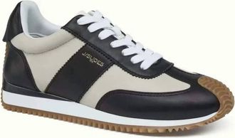 J/Slides Womens Leather Stripe Sneaker In Black / White