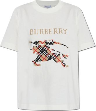 Burberry T-shirt met print - Dames - T-shirts - Wit - M - Katoen - Tops