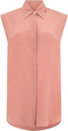 Moorer Elegant en veelzijdige roze mouwloze blouse. - Dames - Overhemden - Roze - XS - Katoen - Overhemden