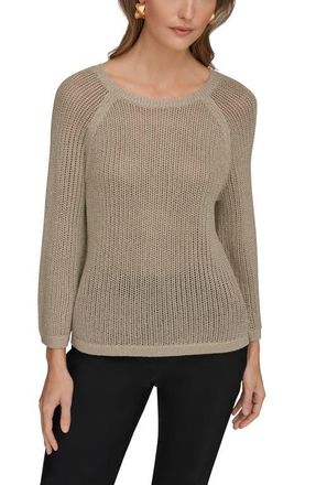 DKNY Metallic Sheer Sweater in Tuscan Grey at Nordstrom, Size X-Small