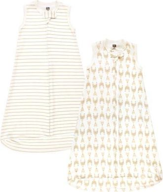 Hudson Baby Interlock Cotton Sleeveless Sleep Sack (baby) in Neutral Giraffes at Nordstrom, Size Xx-Large