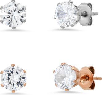 HMY Jewelry Diamond Stud Earrings - Set of 2 in Metallic /Rose at Nordstrom Rack