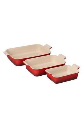 LE CREUSET The Heritage Set of 3 Rectangular Baking Dishes in Cerise at Nordstrom