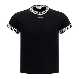 Versace Katoenen trui T-shirt - Heren - Tops - Zwart - Maat: M Katoen