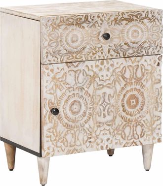 vidaXL Mueble Cama 50 X 33 X 60 Cm Madera De Mango Maciza Vidaxl