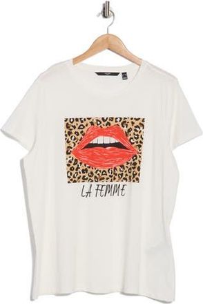 Vero Moda La Femme Graphic T-Shirt in Snow White Print La Femme at Nordstrom Rack, Size 2X