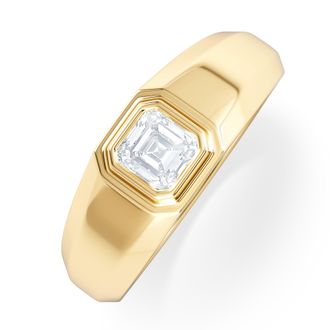 The Diamond Store Axis Mens Lab Diamond Signet Ring 0.50ct Asscher Cut Set in 9k Gold