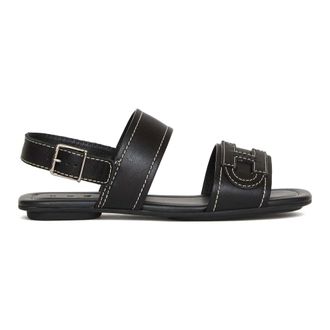 Hogan Flat Sandals, female, Black, Size: 8 1/2 US Sandalo Pelle