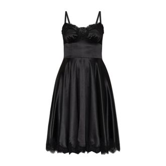 Dolce & Gabbana Abito in Seta con Dettagli in Pizzo - - Dresses - Donna - Nero - M