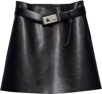 Prada Minigonna in pelle con cintura - Nero